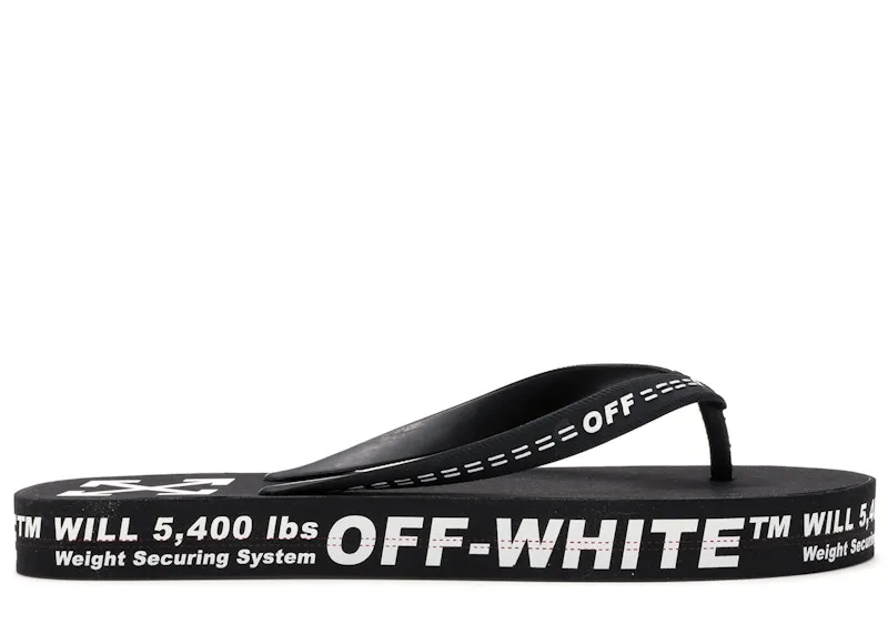 OFFWHITE LOGO TYPOGRAPHIC FLIP FLOP BLACK SS20
