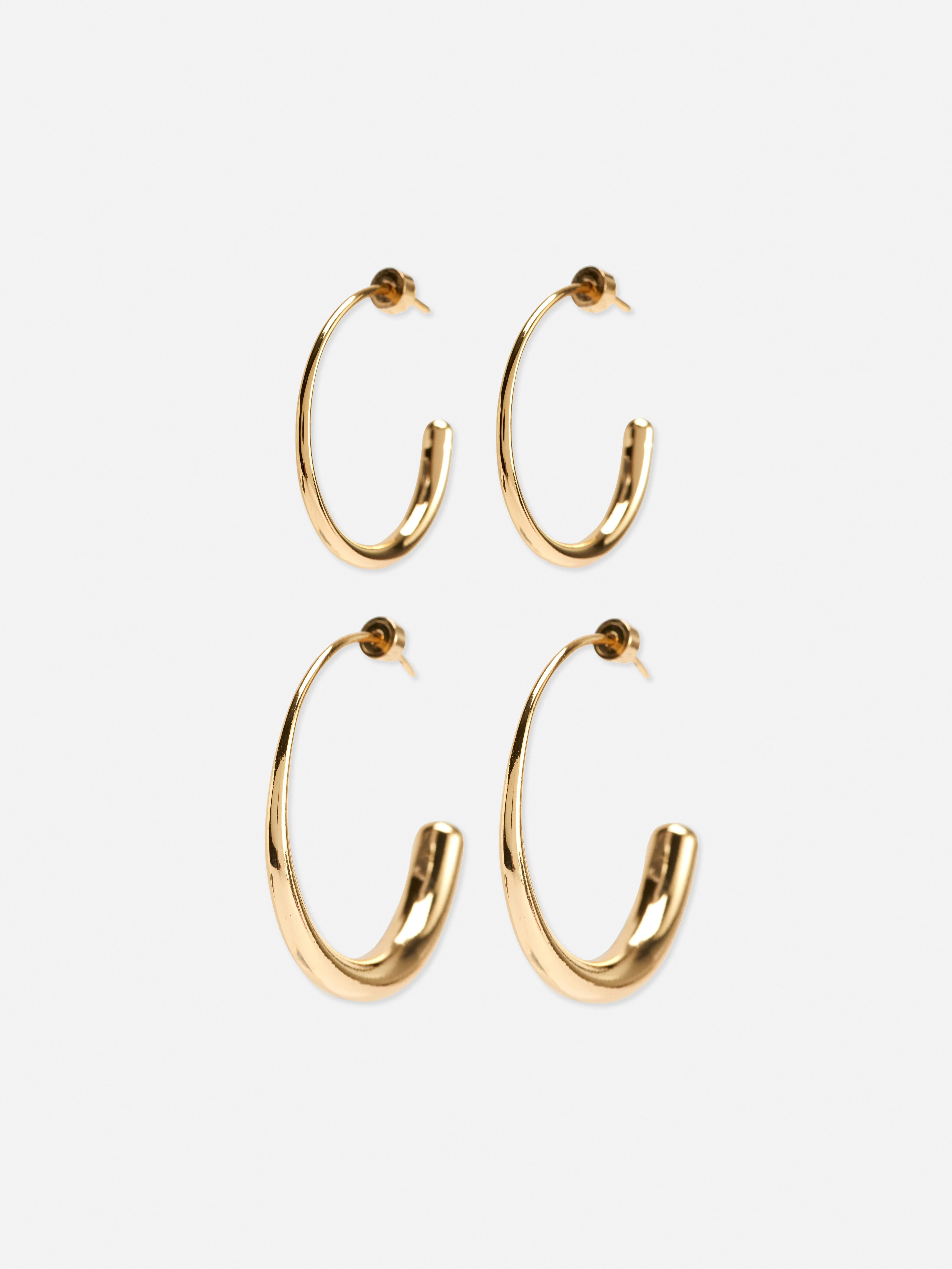 Pack de 2 pares de pendientes de aro finos The Edit