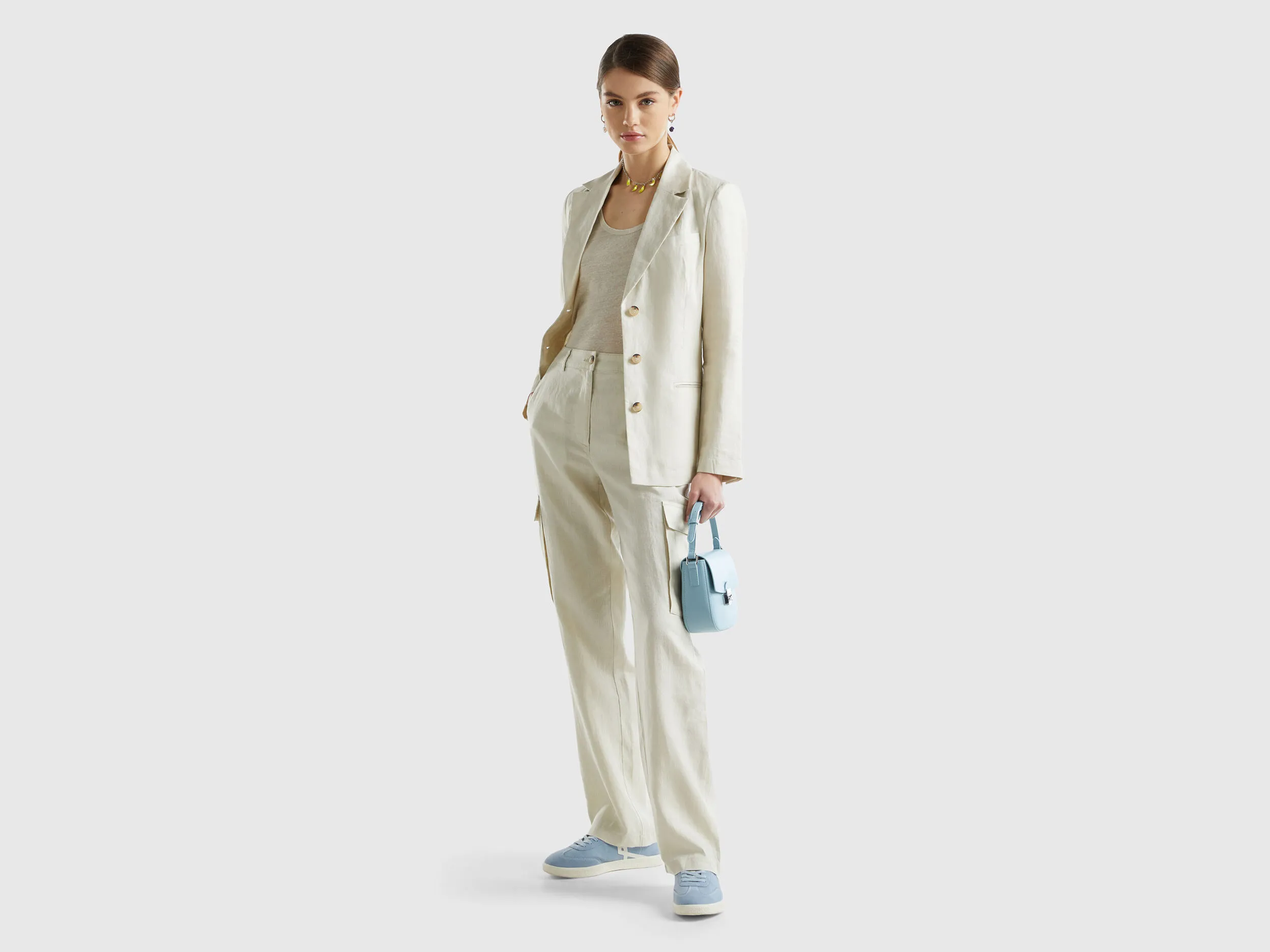 Pantalones cargo de lino puro
