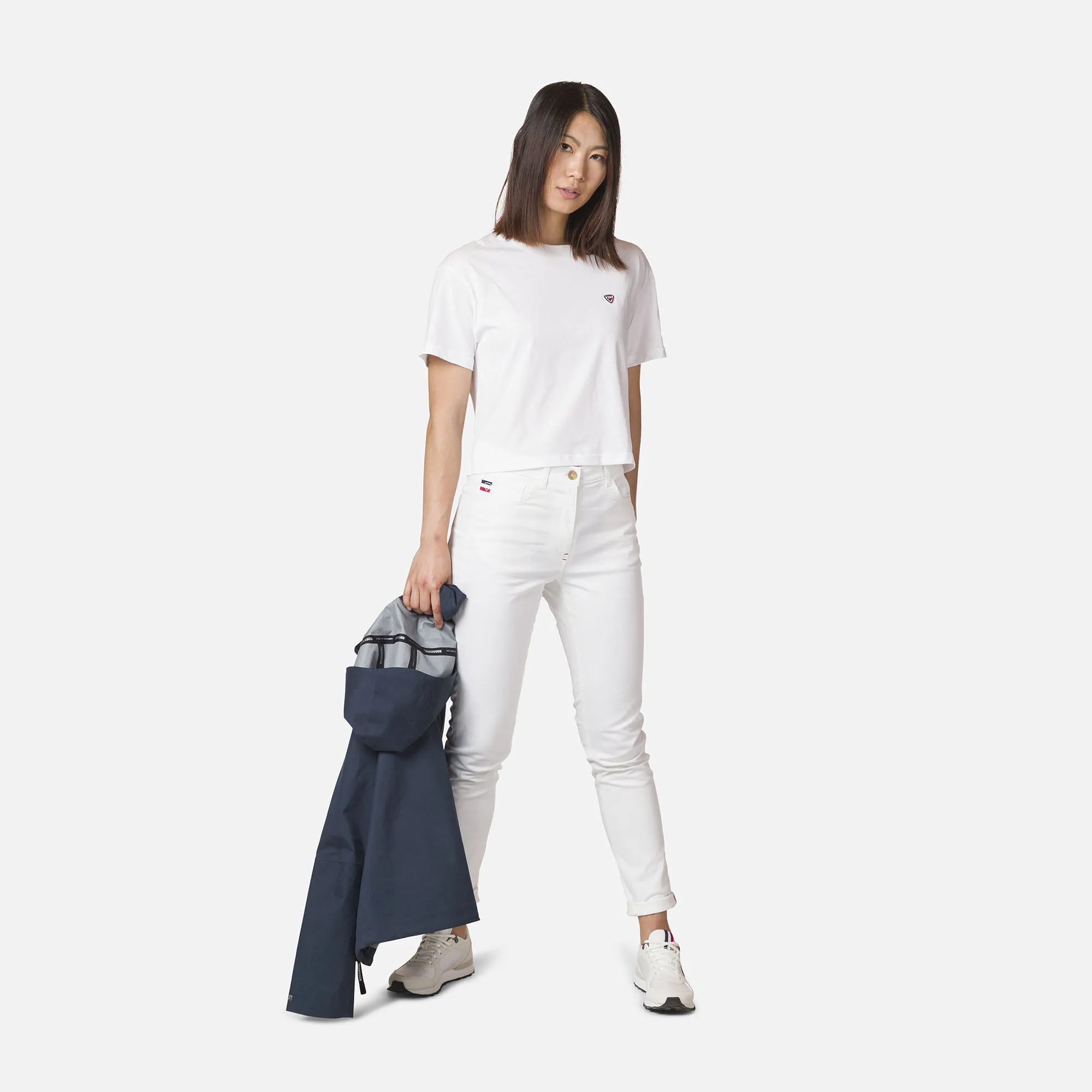 Pantalones chinos ajustados de algodón orgánico para mujer