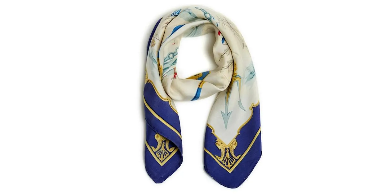 Pañuelo de seda Hermès Foulard Carré 90 Marine en bois 2000 Multicolor Azul 