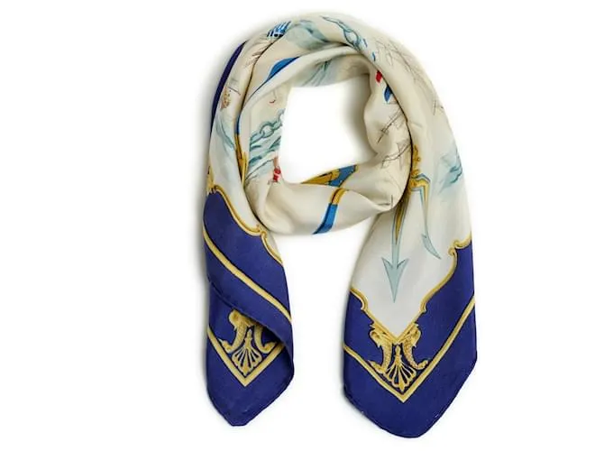 Pañuelo de seda Hermès Foulard Carré 90 Marine en bois 2000 Multicolor Azul 