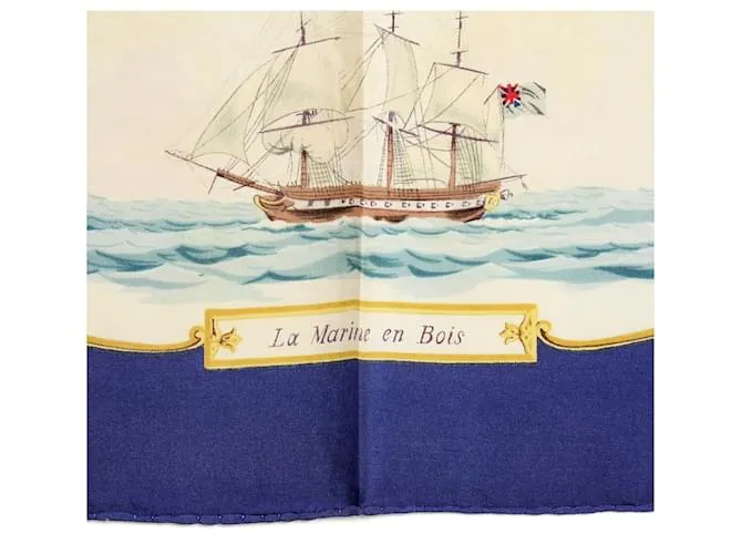 Pañuelo de seda Hermès Foulard Carré 90 Marine en bois 2000 Multicolor Azul 