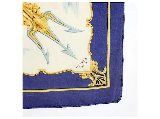 Pañuelo de seda Hermès Foulard Carré 90 Marine en bois 2000 Multicolor Azul 