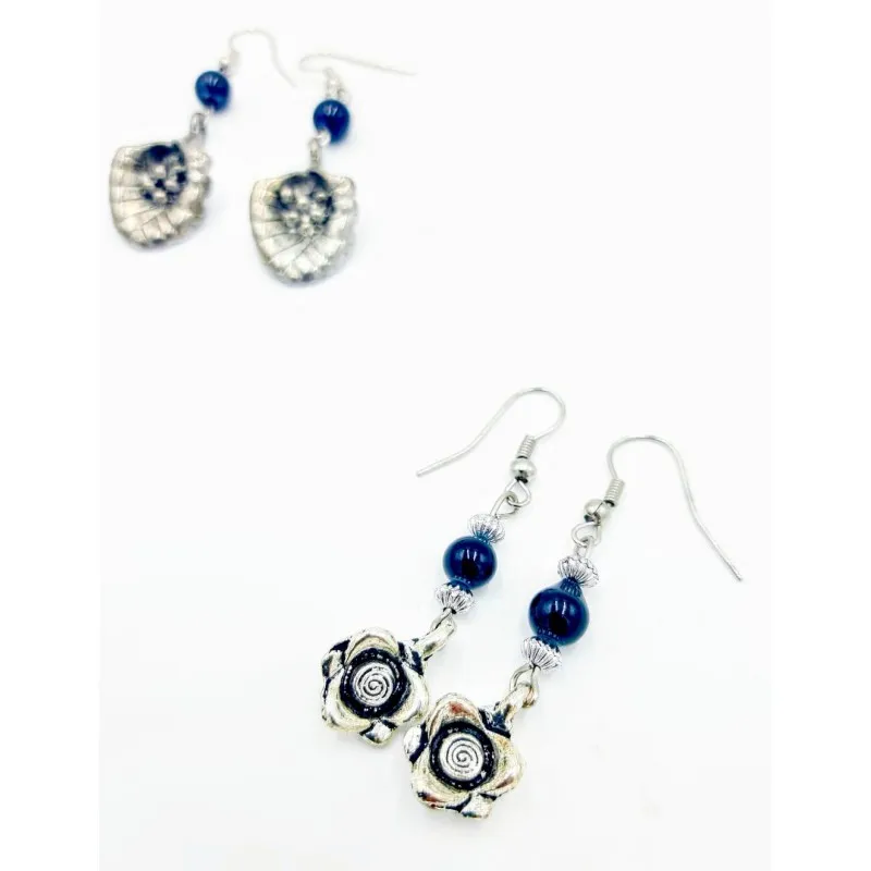 Pendientes Rodio flor