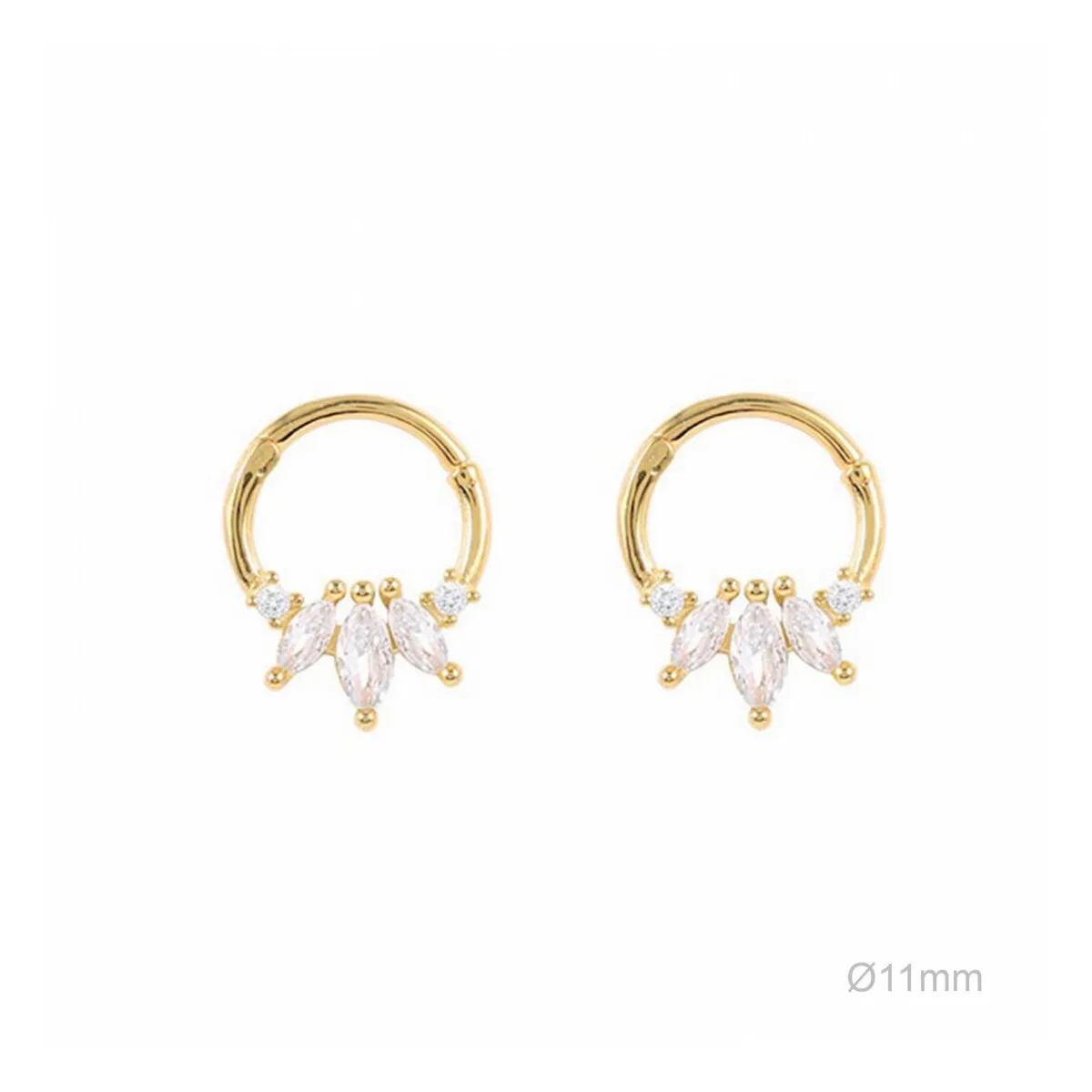 Pendientes Tragus Plata Dorada Circonitas