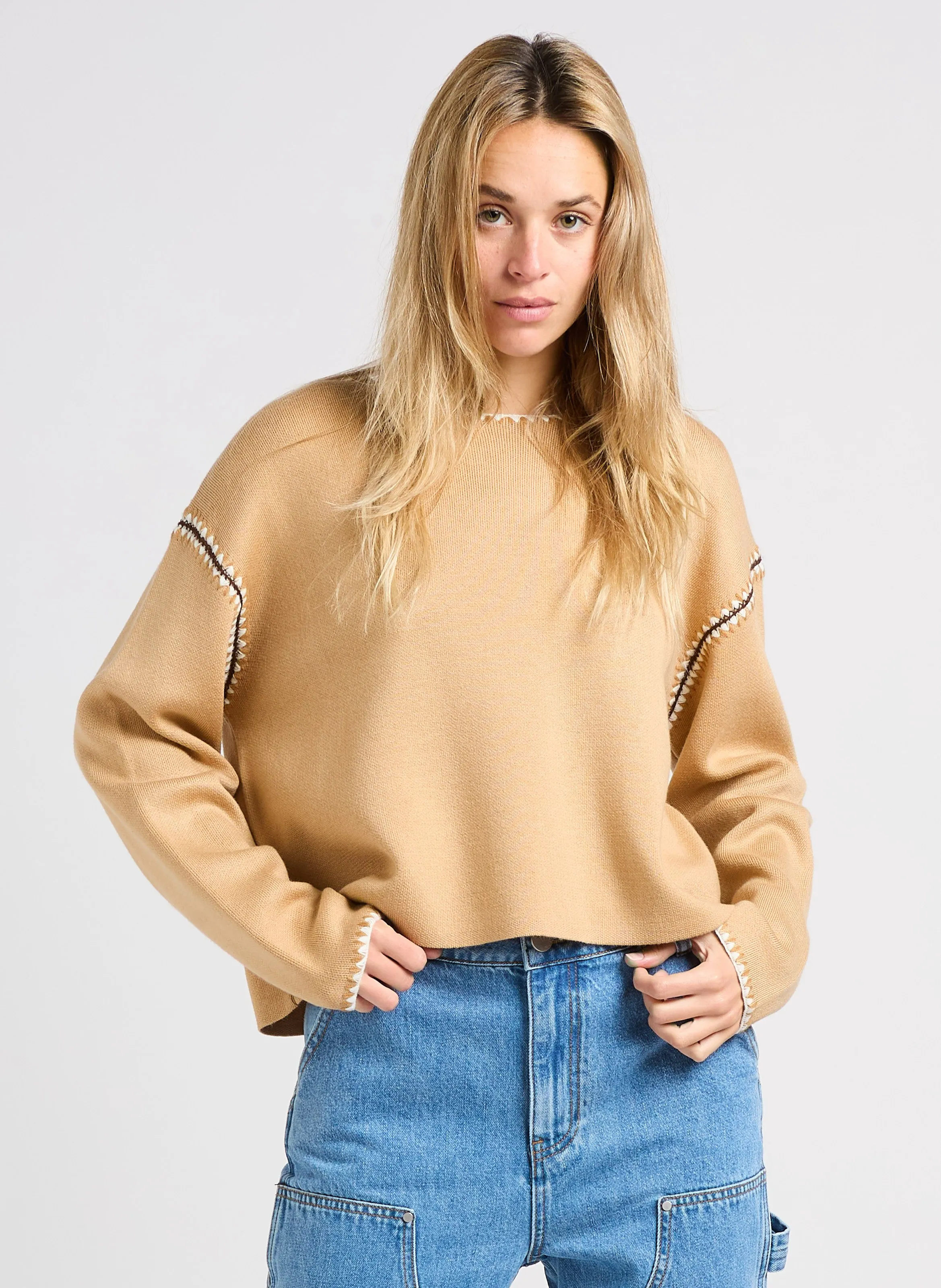 PERATOL  SUéTER CUELLO REDONDO EN BEIGE