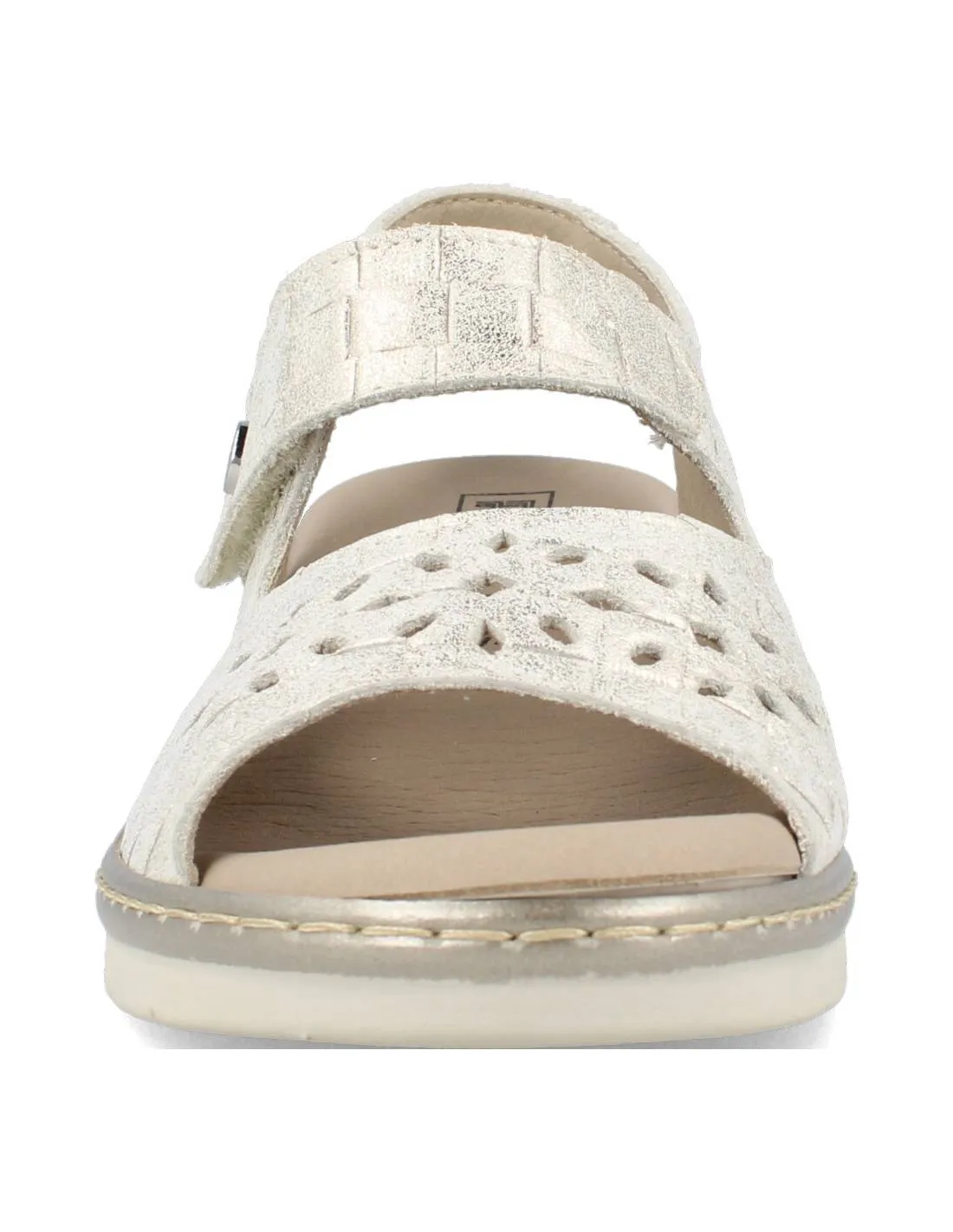 PITILLOS  SANDALIA CUñA TROQUELADO COCO VELCRO ORO