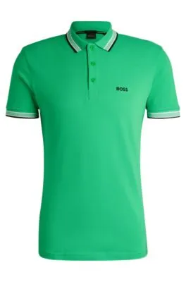 Polo Paddy de piqué de algodón con logo en contraste