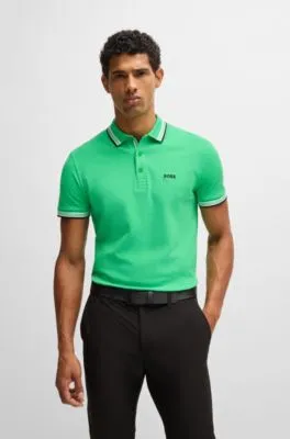 Polo Paddy de piqué de algodón con logo en contraste