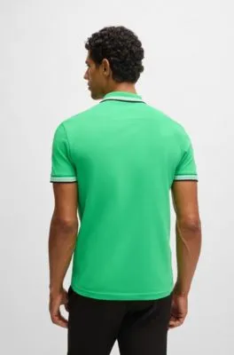 Polo Paddy de piqué de algodón con logo en contraste
