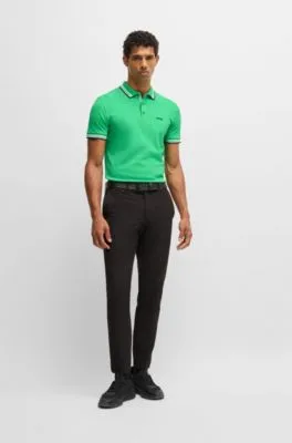 Polo Paddy de piqué de algodón con logo en contraste
