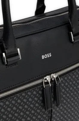 Portadocumentos con panel de monogramas y logo plateado