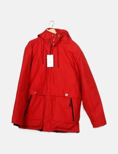 Pull&Bear Abrigo impermeable rojo
