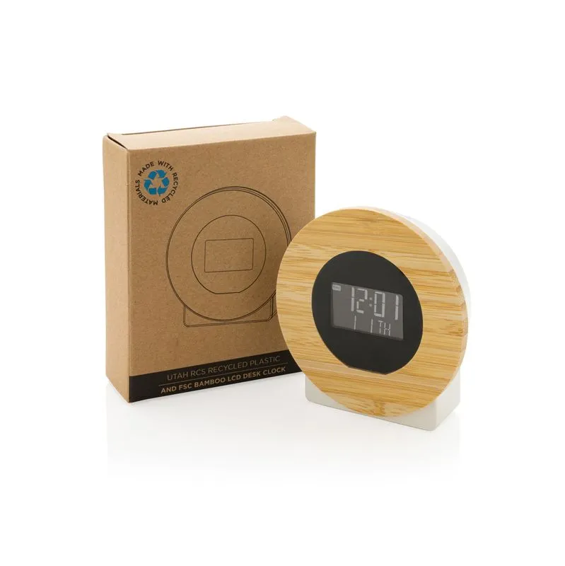 Reloj de escritorio Utah RCS rplastic y bambú FSC® LCD