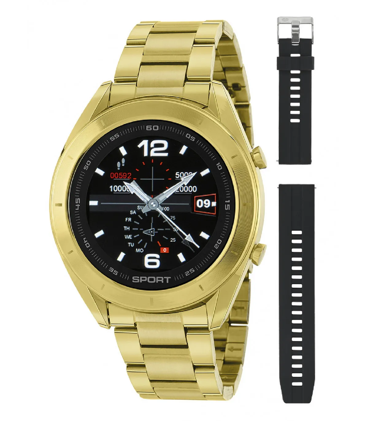 RELOJ INTELIGENTE MAREA HOMBRE CORREAS INTECAMBIABLES ACERO DORADO Y SILICONA NEGRA  B58004/3