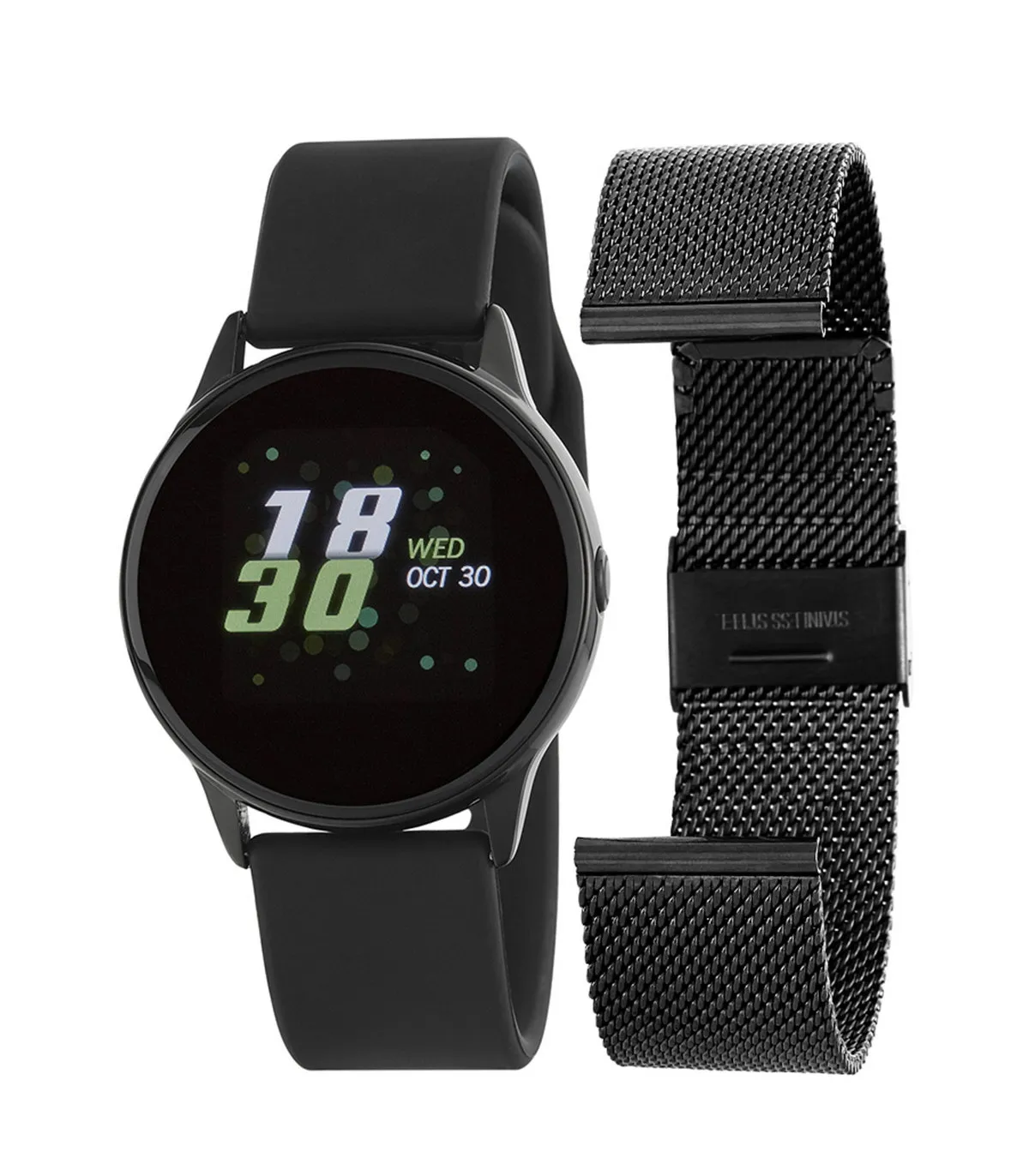 RELOJ INTELIGENTE MAREA UNISEX CORREAS INTERCAMBIABLES CAUCHO NEGRO Y ACERO INOXIDABLE IP NEGRO  B58001/1