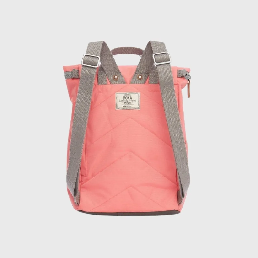 Roka London Finchley A Recycled Canvas Backpack Small Coral