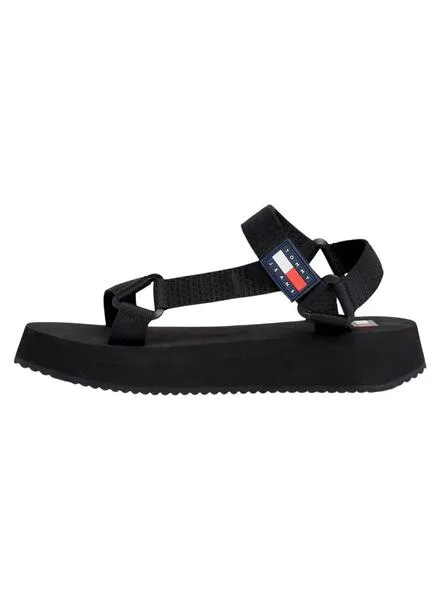 Sandalias Tommy Jeans Patch Negro para Mujer