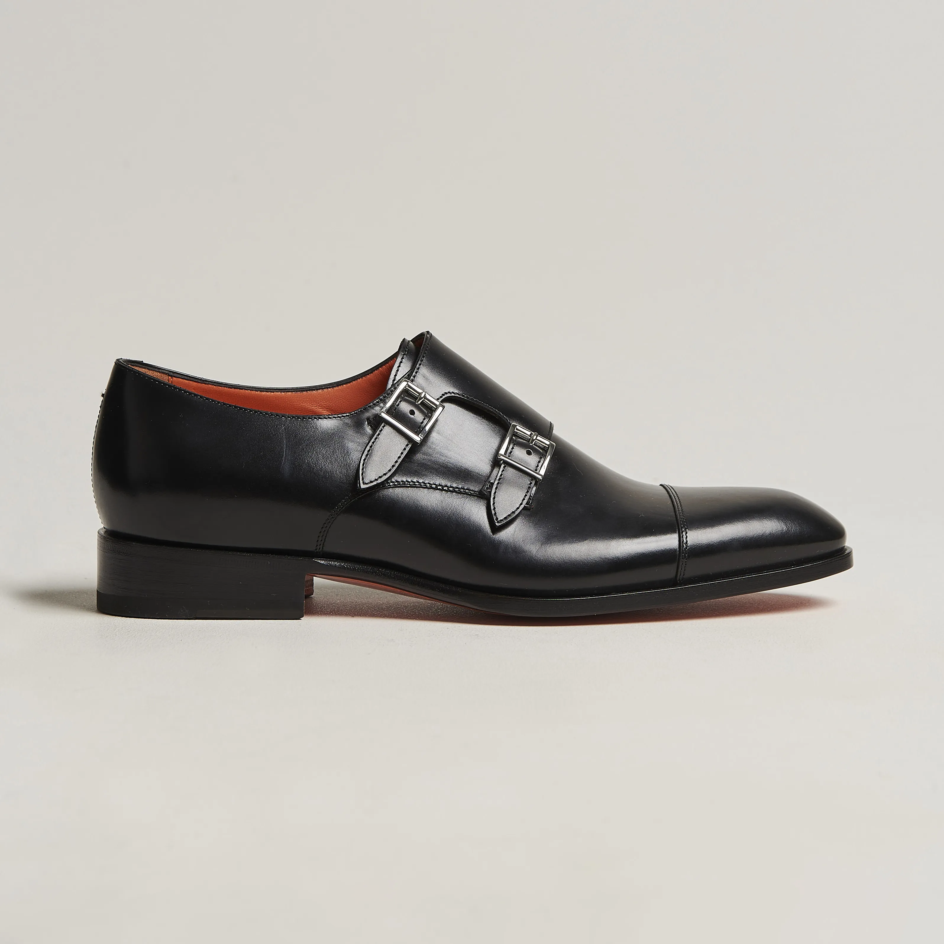Santoni Blake Double Monk  Black Calf