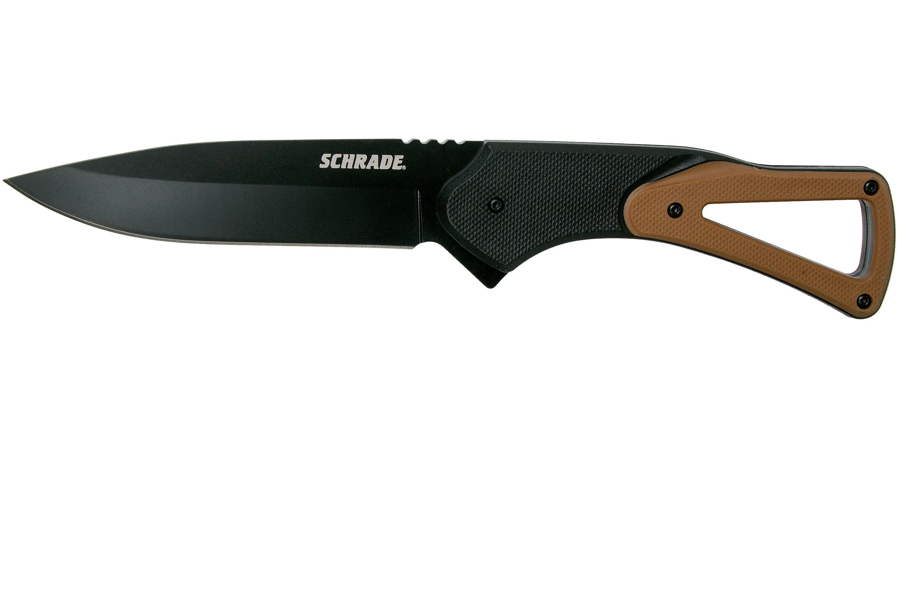 Schrade Fixed Knife 4" Drop Point 1124286 Tan & Black FRN navaja