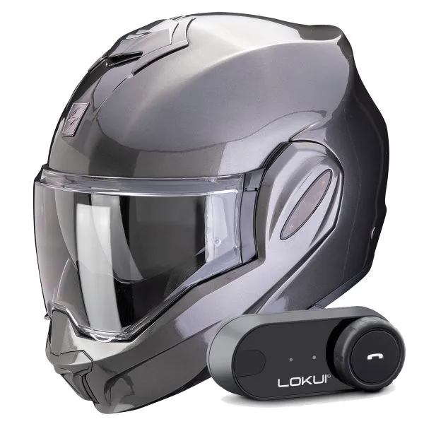Scorpion Exo Tech Evo Pro Solid Grey + Kit Bluetooth Lokui K30 
