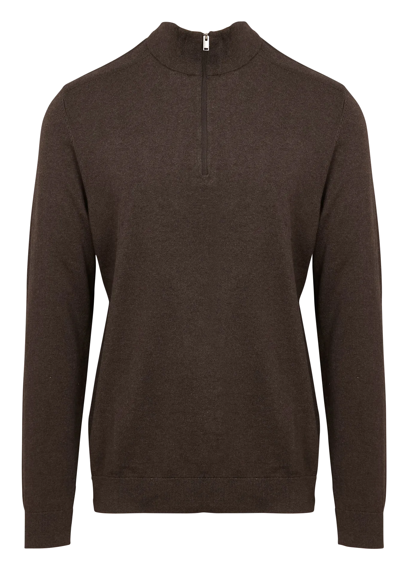 SELECTED BERG  JERSEY REGULAR FIT DE ALGODóN CON CUELLO ALTO Y CREMALLERA EN MARRON
