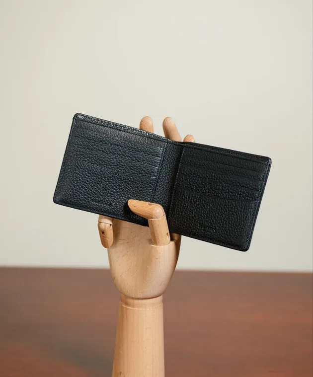 Serapian Gray leather wallet with logo