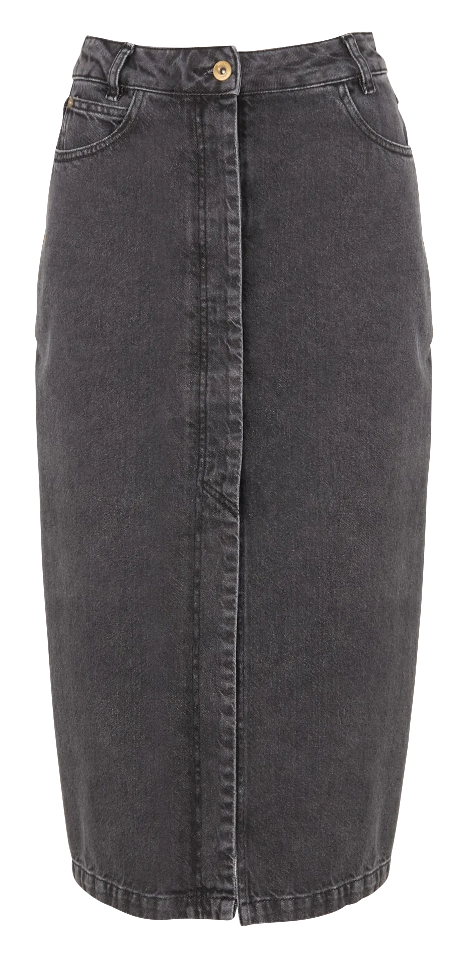 SESSUN AMADEO  FALDA MIDI DE TALLE ALTO VAQUERA EN GRIS