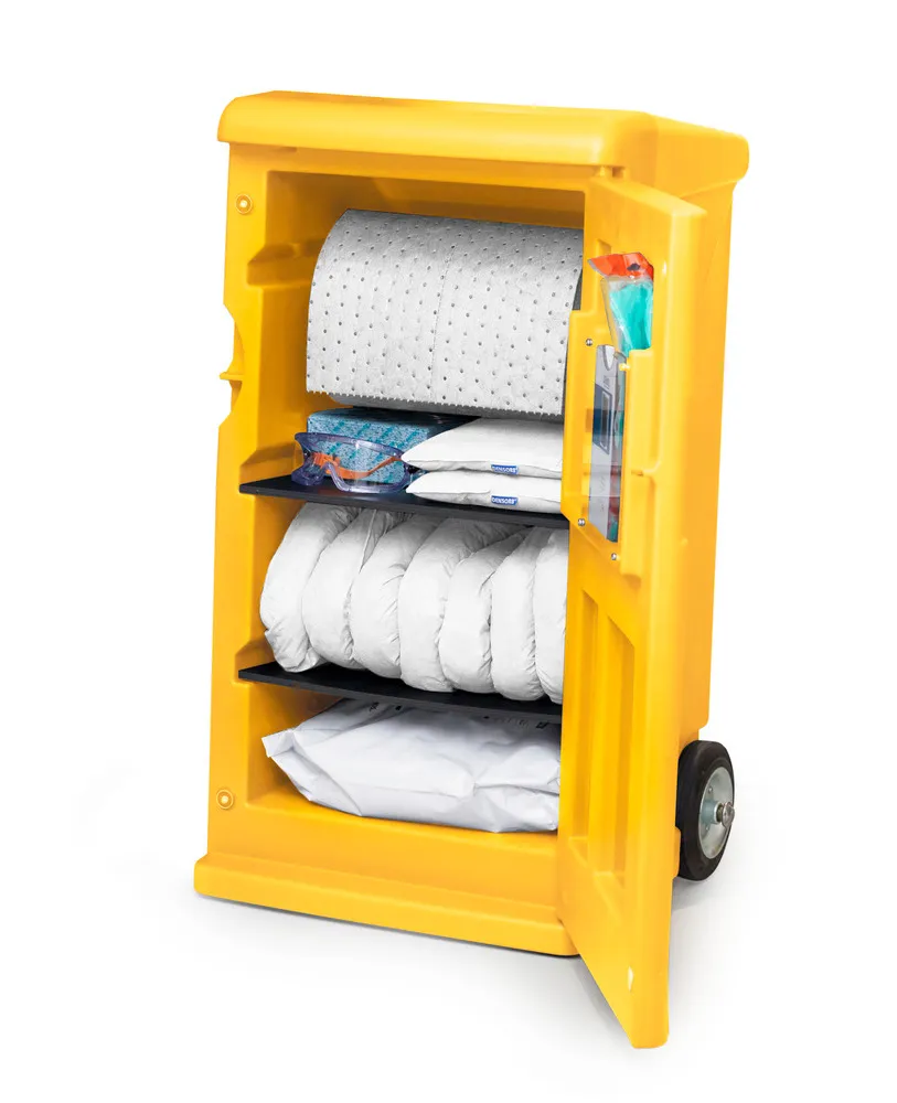 Set móvil de emergencia DENSORB, absorbente en amarillo señal Caddy Medium versión Aceite
