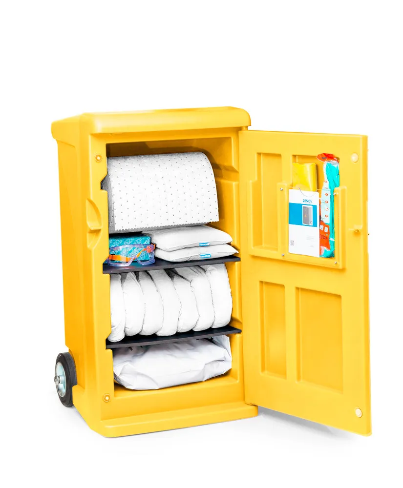 Set móvil de emergencia DENSORB, absorbente en amarillo señal Caddy Medium versión Aceite