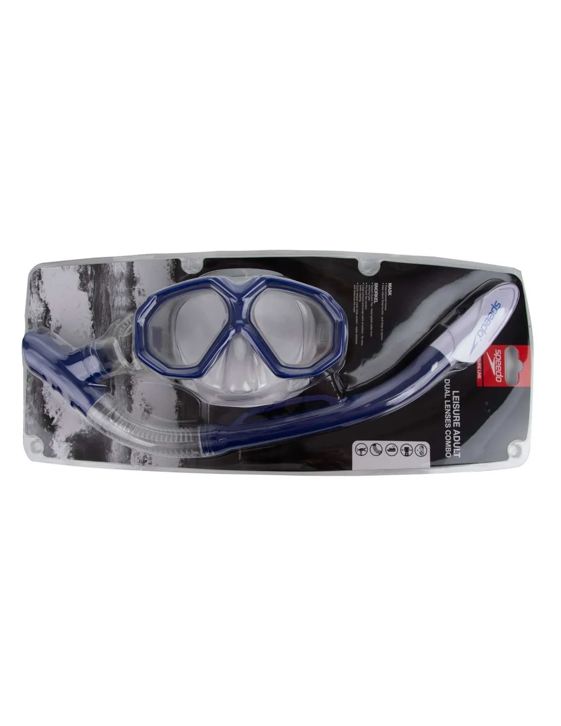 SPEEDO  PACK SNORKEL AZUL LEISURE ADULT DUAL LENSES COMBO