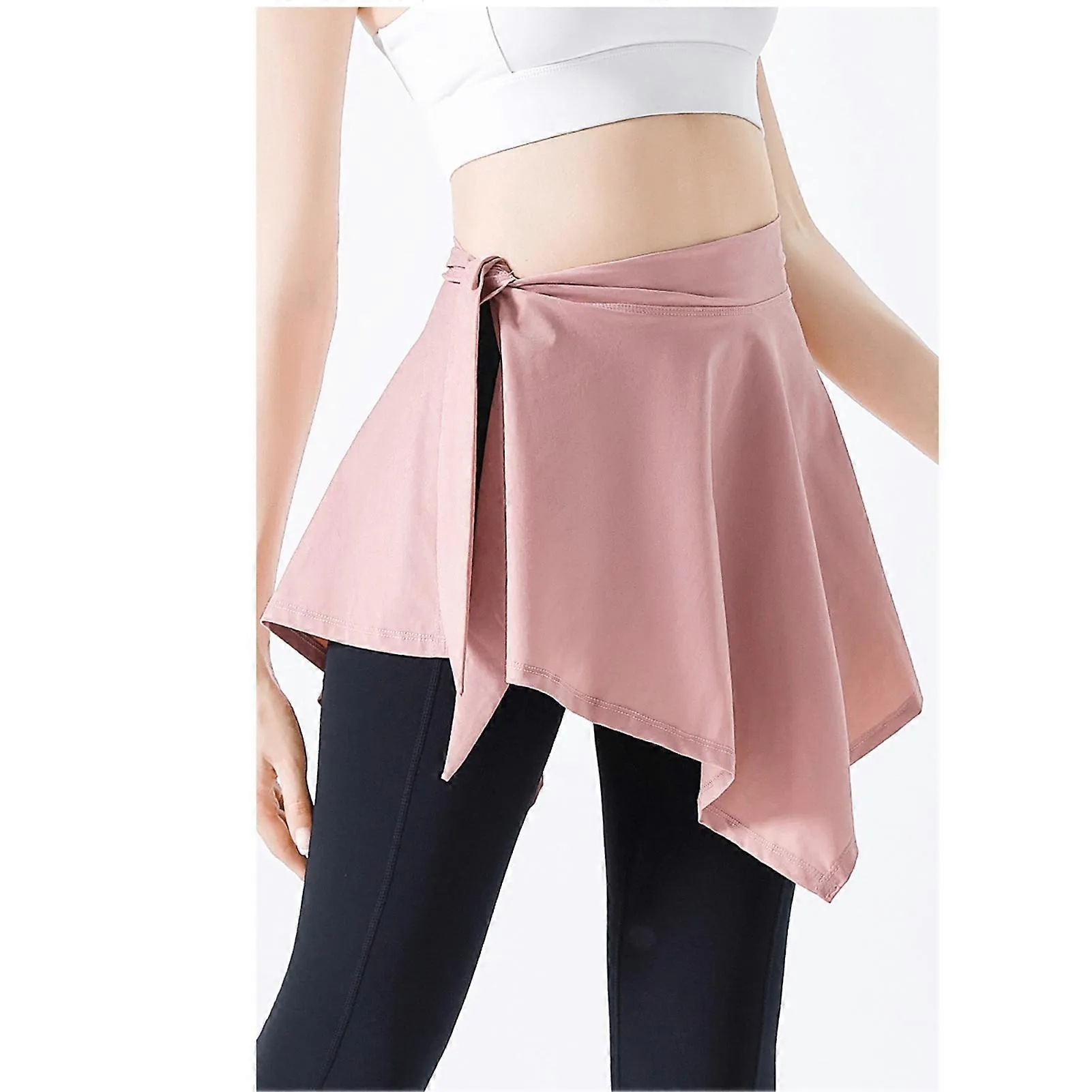 Sports Skirt Cover Polyester Fiber Soft One Piece Absorbent Yoga Tie Up Skirt for Fitness Tennis Pink One Size