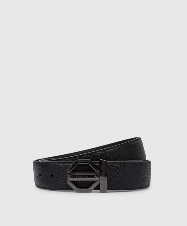 Stefano Ricci Black leather strap with logo
