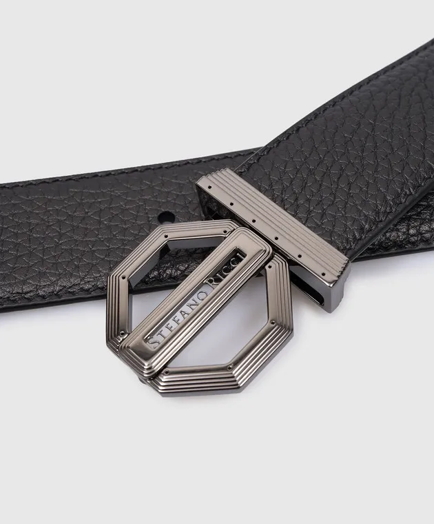 Stefano Ricci Black leather strap with logo