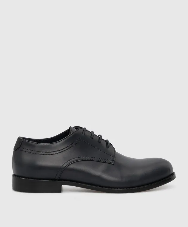 Stefano Ricci Kids Navy Leather Derbies