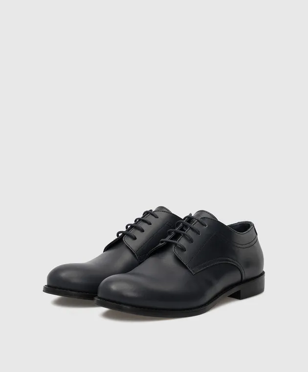 Stefano Ricci Kids Navy Leather Derbies