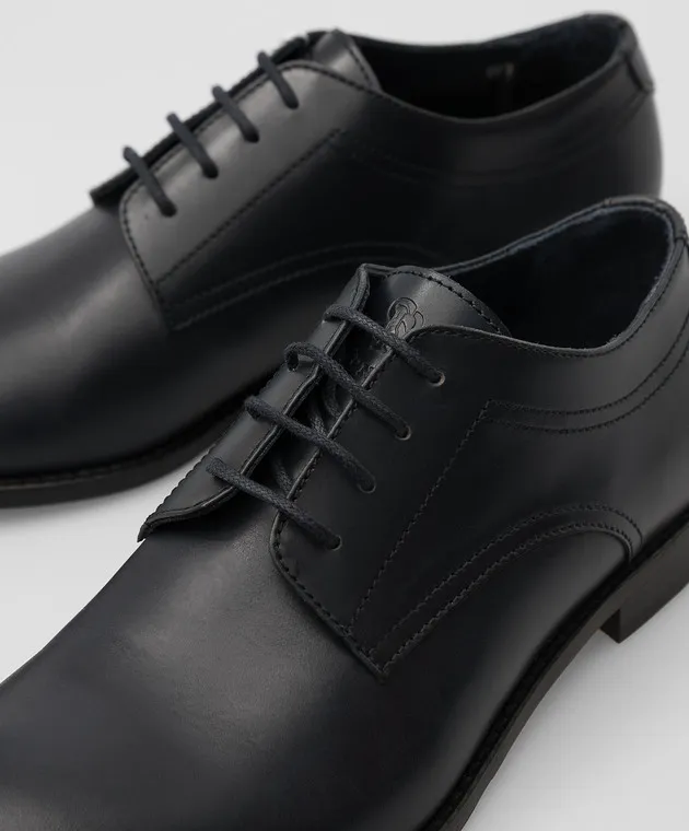 Stefano Ricci Kids Navy Leather Derbies
