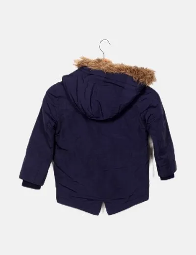TIZZAS Abrigo azul marino capucha pelo