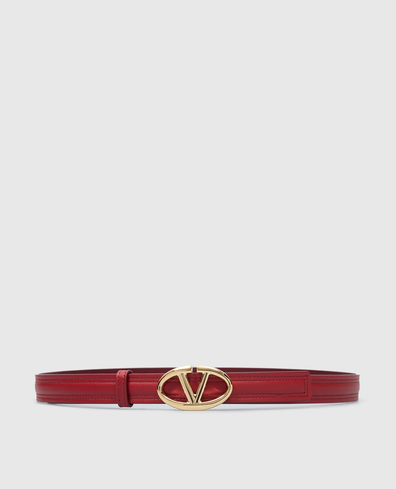 Valentino Red leather strap with metal VLogo Signature logo