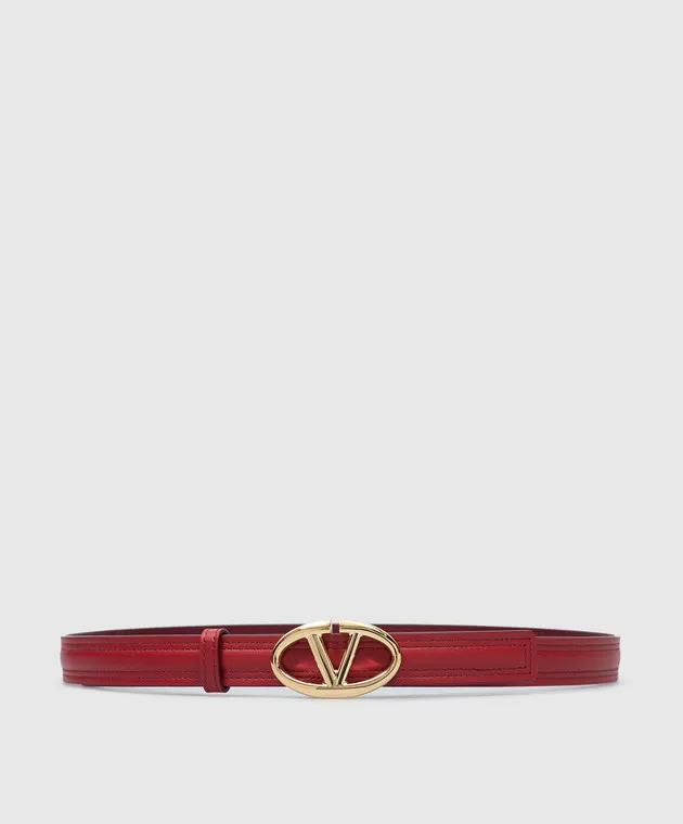 Valentino Red leather strap with metal VLogo Signature logo