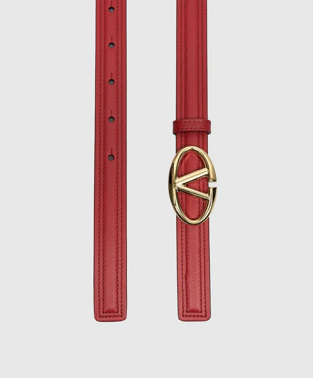 Valentino Red leather strap with metal VLogo Signature logo