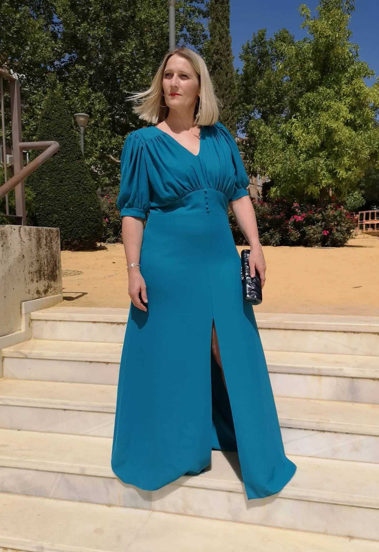 Vestido largo con mangas
