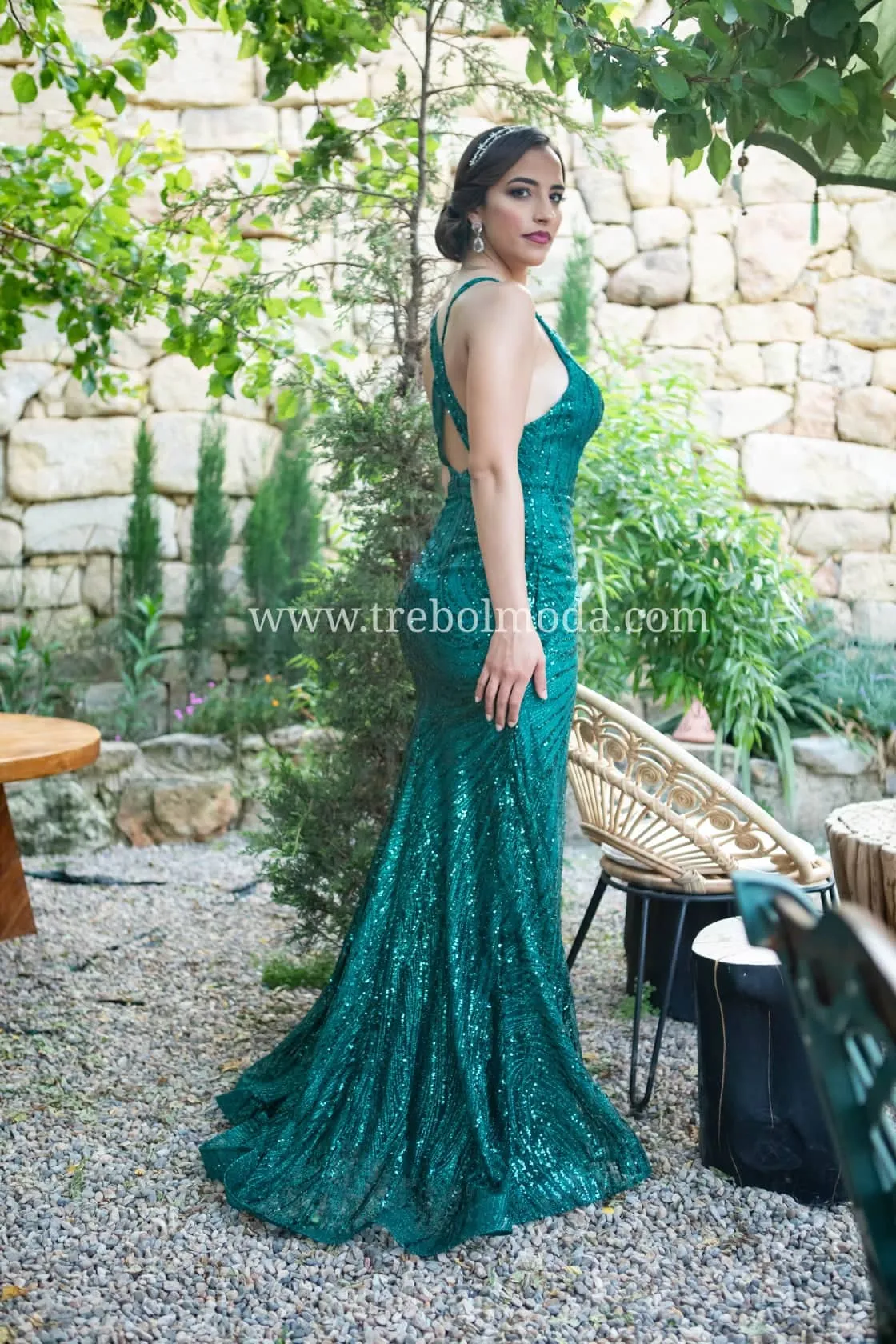 Vestido largo con paillettes