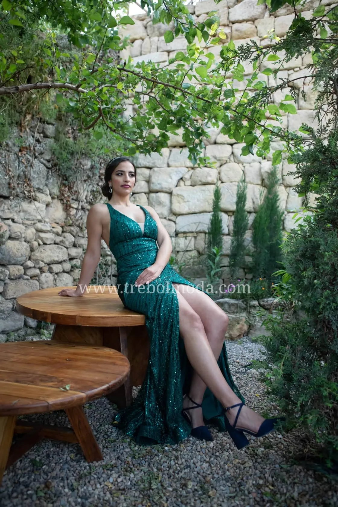 Vestido largo con paillettes