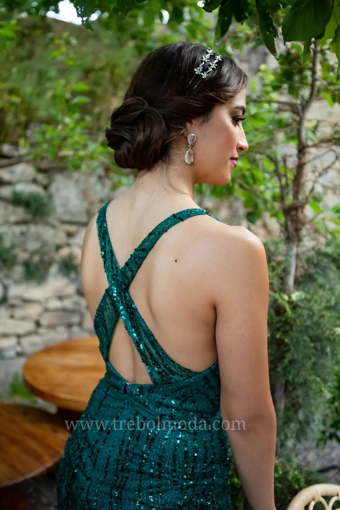 Vestido largo con paillettes