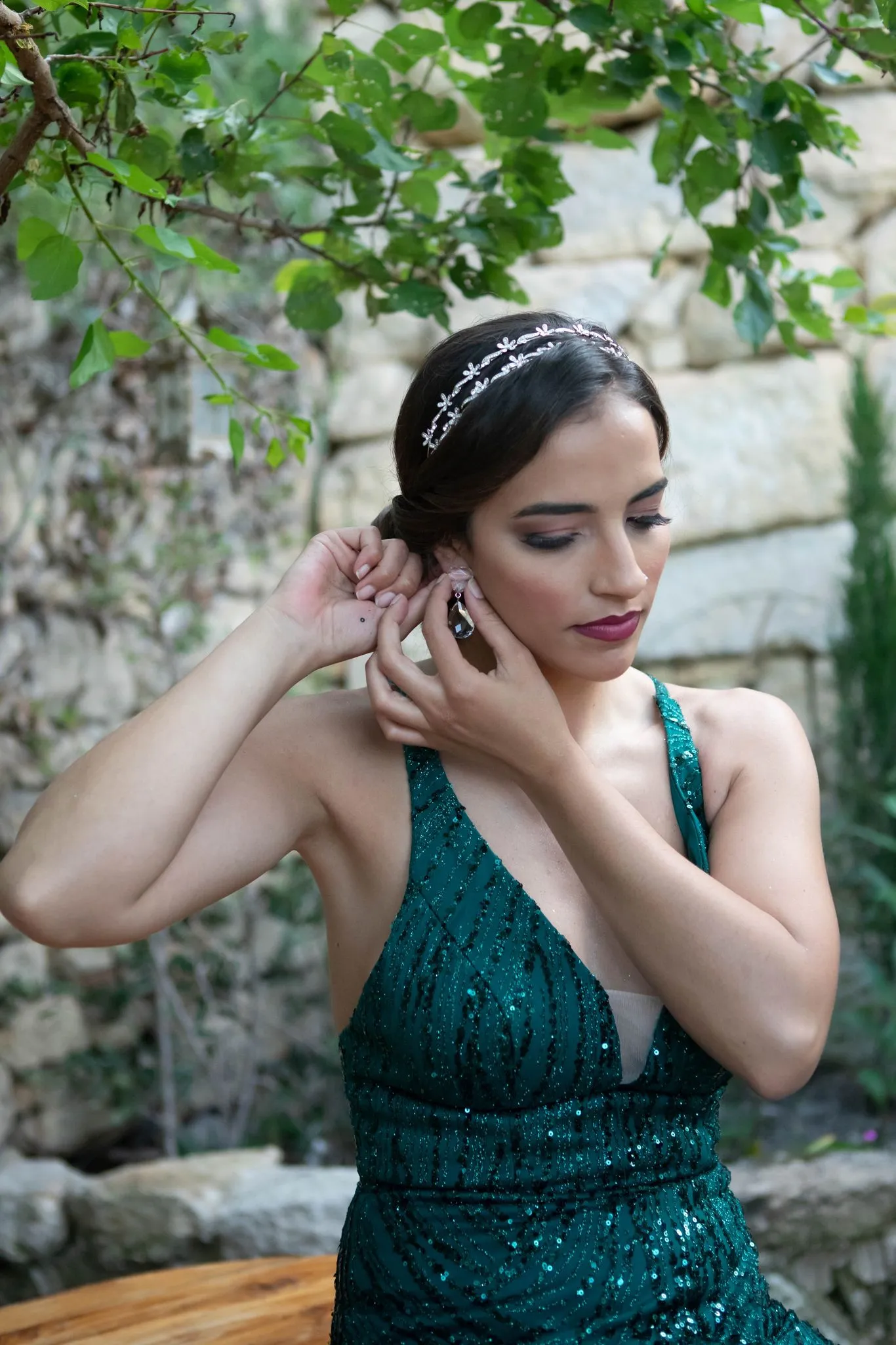 Vestido largo con paillettes