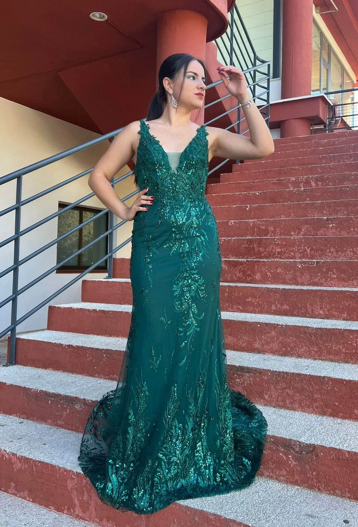 Vestido largo con pedrería