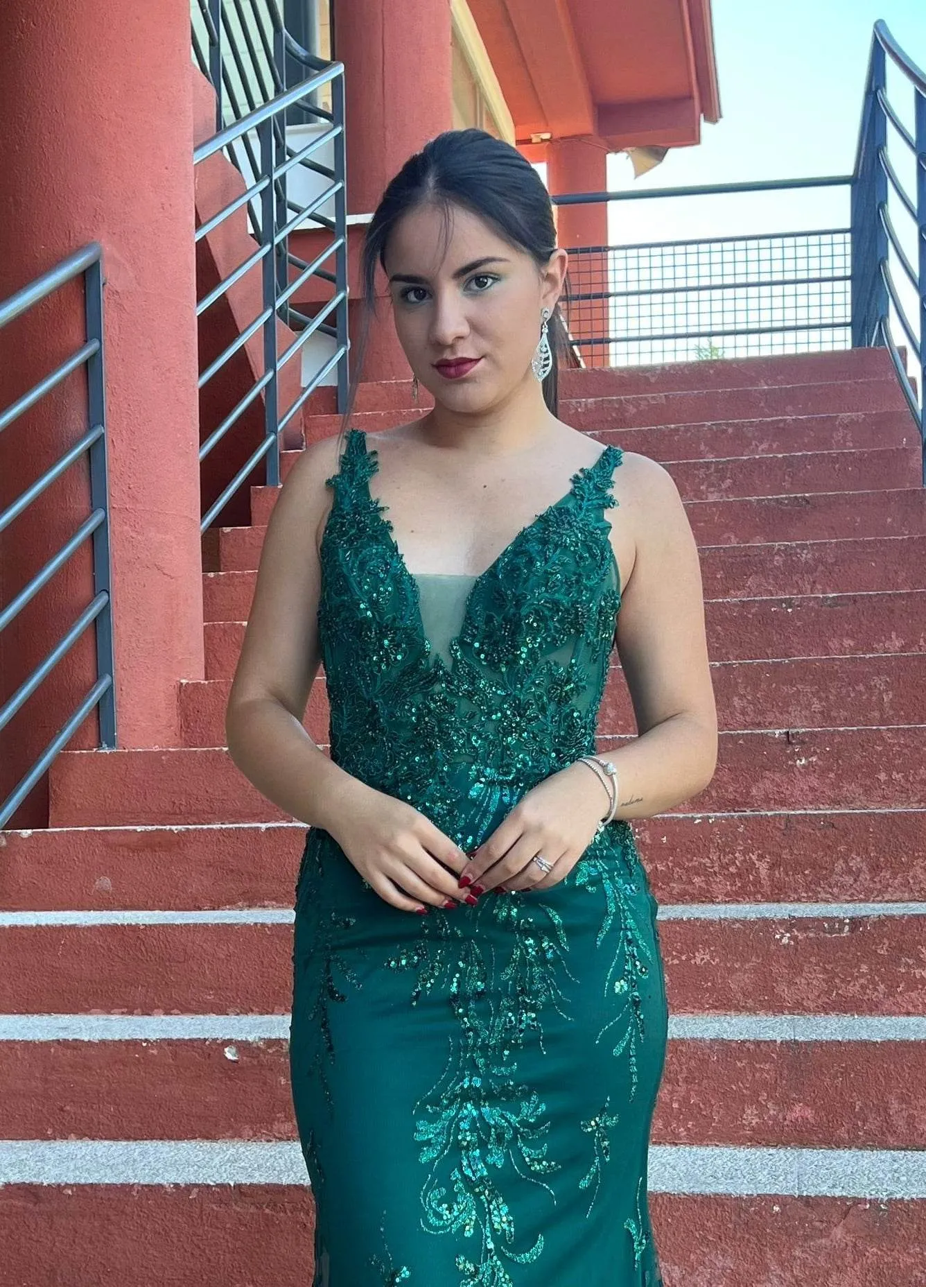 Vestido largo con pedrería