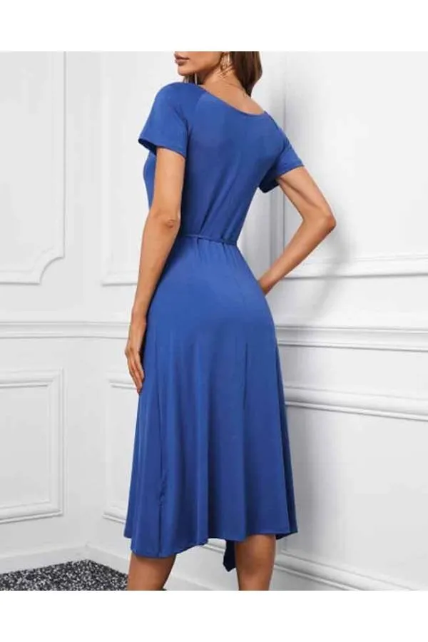 Vestido midi abertura volantes Margaret